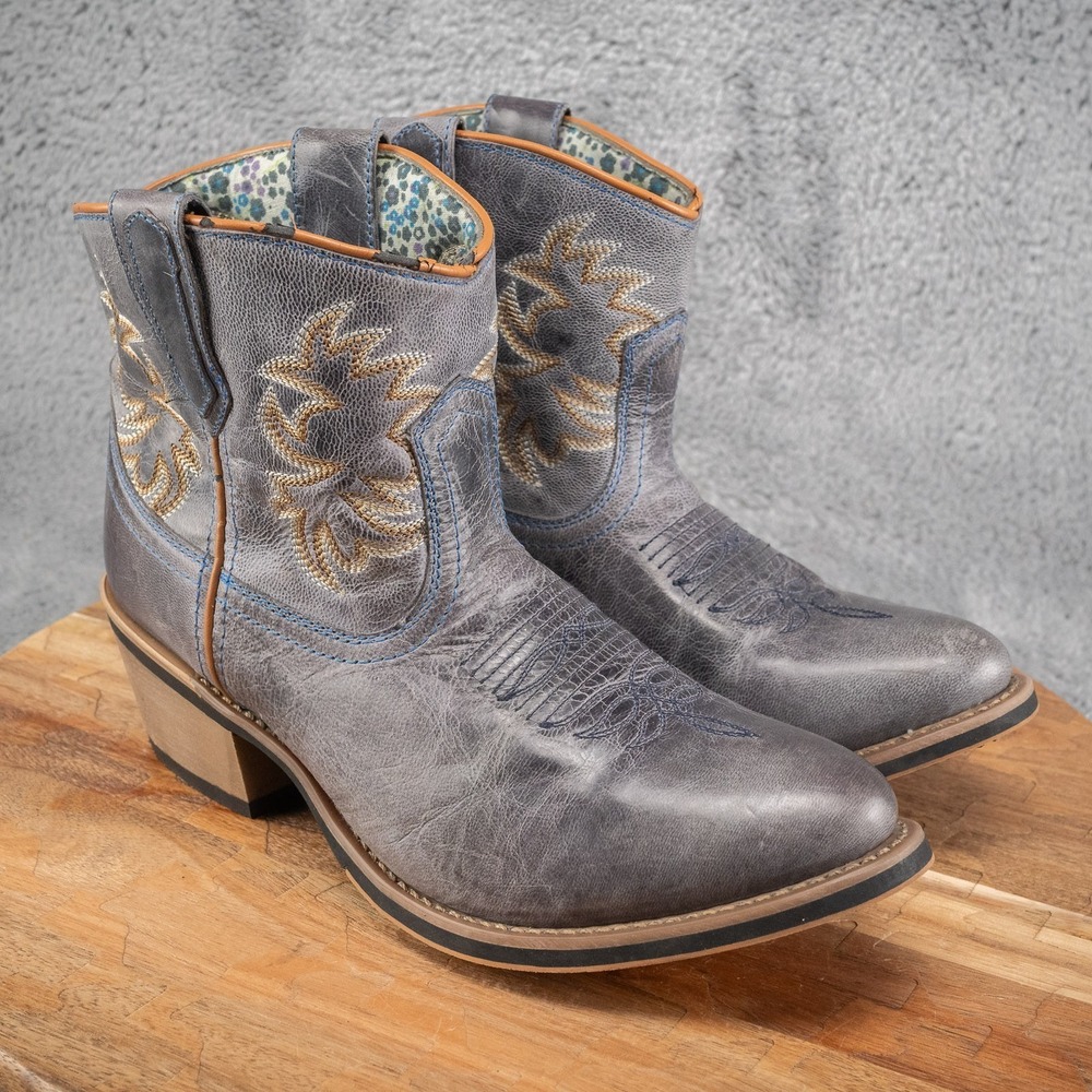 Laredo Ladies Sapphyre Leather Western Booties-Round Toe 51026 Size 8 M